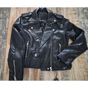 BLANKNYC Women's Faux Leather Moto Jacket Size Medium Black